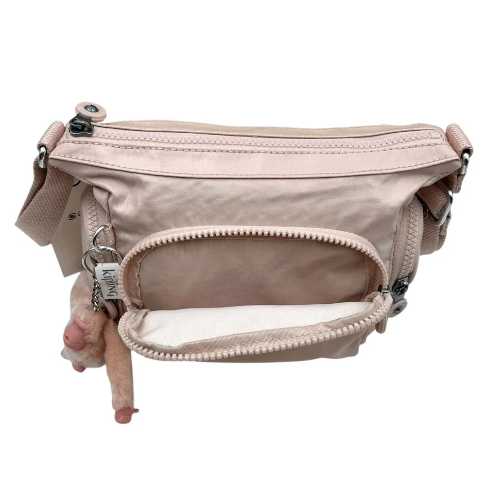 Kipling Women's Gabbie Mini SmallCrossbody Bag Pink Shine Multiple Compartments